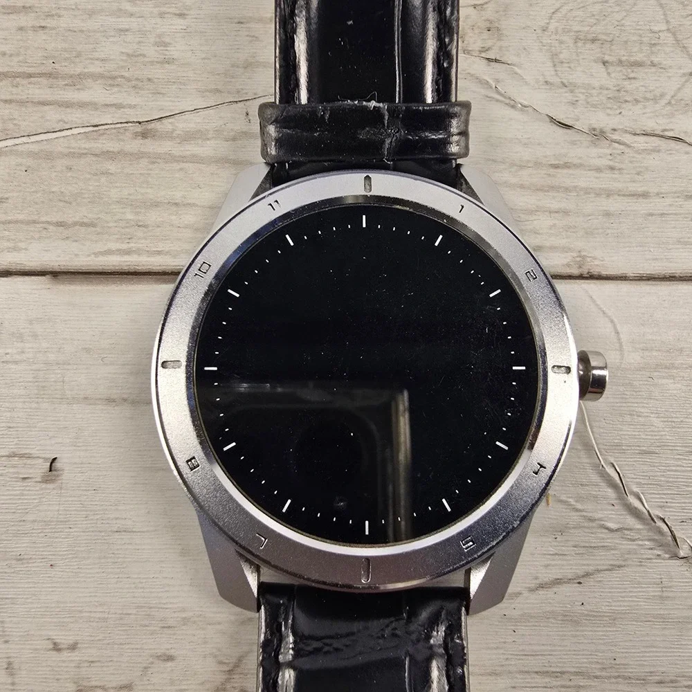 Kenneth‎ Cole New York GD21740 Smartwatch Silver Case Black Leather Strap Watch